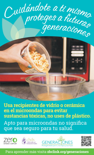 Poster about microwaving in glass or ceramic, not plastic.
