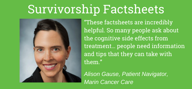 Alison Gause quote and image on survivorship factsheets